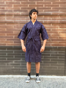 Kimono Bathrobe - Blue/Purple Through Reeds - Short