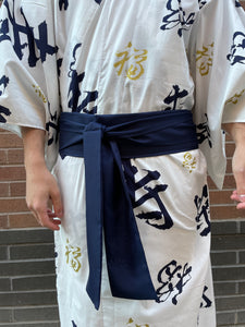 Kimono Robe-White with Kanji Characters
