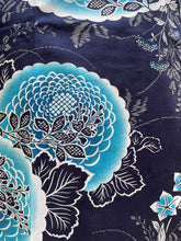 Load image into Gallery viewer, Kimono Robe - Navy/Aqua Chrysanthemum
