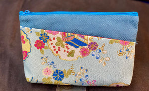 Kimono Fabric Zippered pouch with Pocket