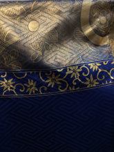 Load image into Gallery viewer, Furisode Kimono - gold tapestry on cobalt blue
