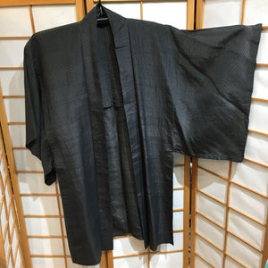 Men’s Unlined Haori Jacket - woven silver gray stripes