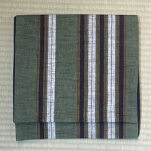 Load image into Gallery viewer, Vintage Nagoya Obi - Aizu Stripes on green

