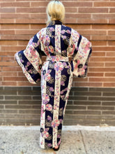Load image into Gallery viewer, Cotton Kimono Robe - short - florals/snowflakes and bold stripes
