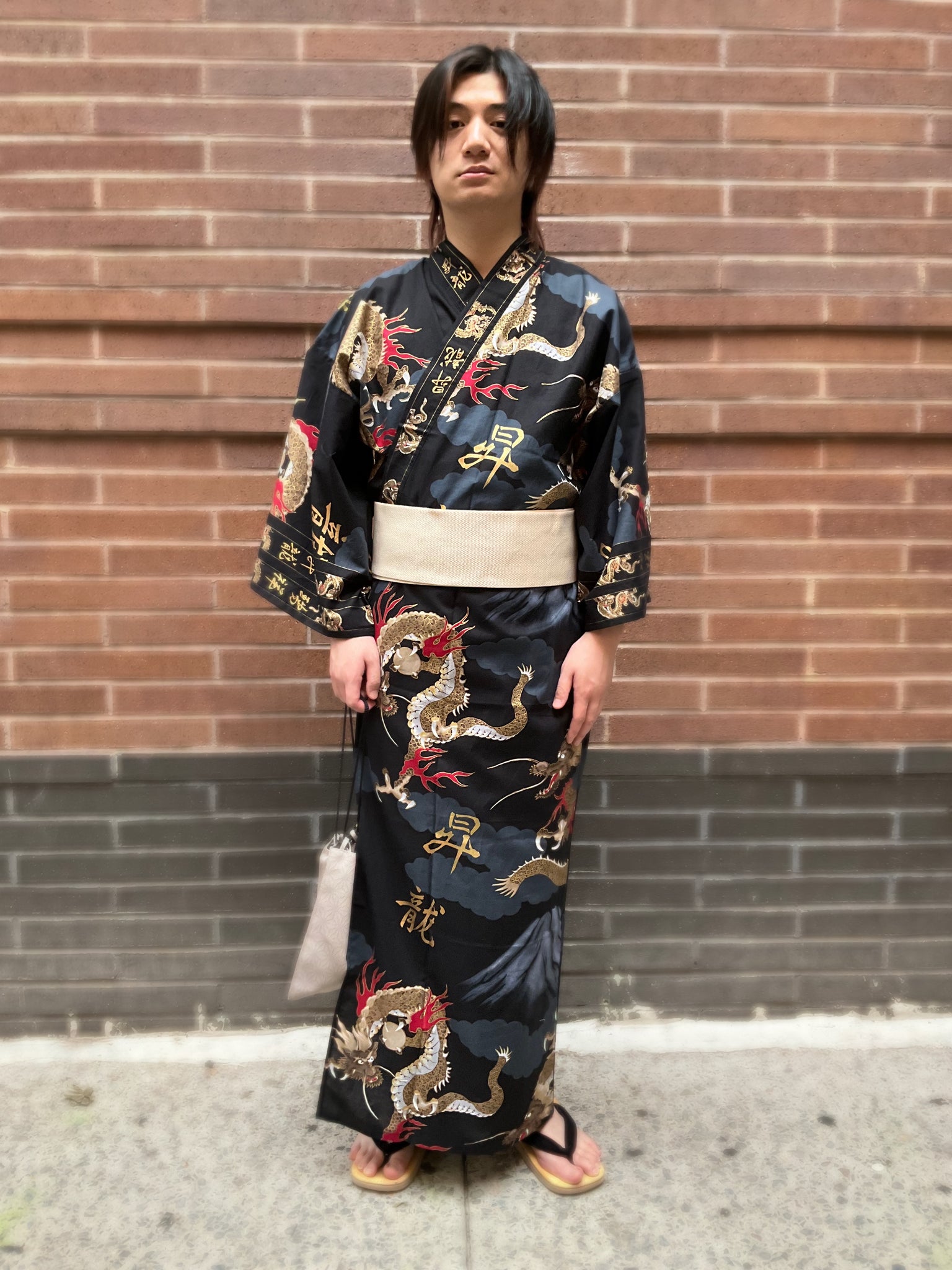 Kimono Robe - Golden Dragon on Black Kimono House NYC Kimono Robe - Golden Dragon on Black Kimono House NYC