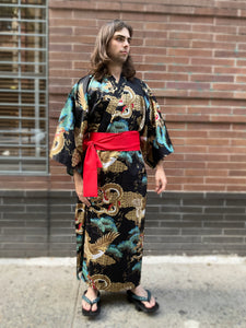 Kimono Robe - Golden Hawks and Dragons