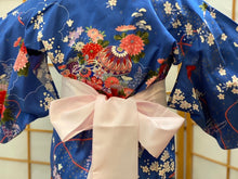 Load image into Gallery viewer, Kimono Robe - girls temari ball in blue
