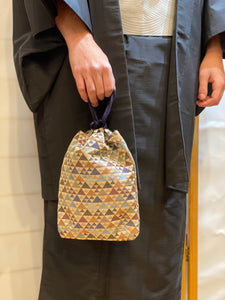 Handbag -  Drawstring Silk Kimono Fabric