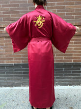 Load image into Gallery viewer, Satin Kimono Robe - vermillion/golden fortune - long
