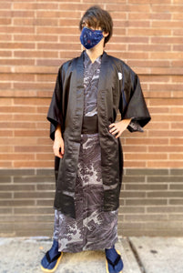High Quality Japanese Black Polyester Haori Jackets with Crests
