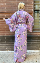 Load image into Gallery viewer, Kimono Robe - Cherry Blossoms with Geisha on purple
