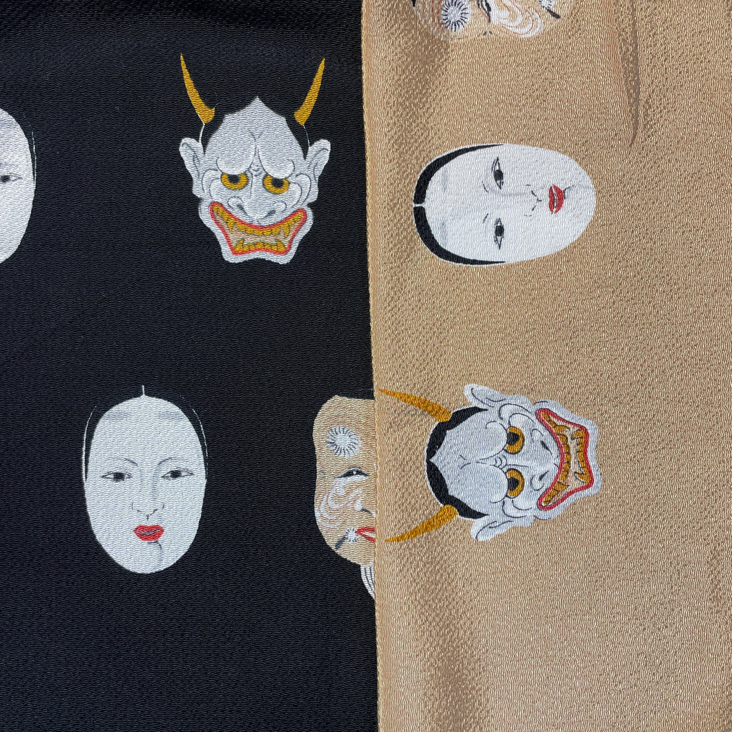 Furoshiki Square Wrapping Cloth - Noh masks